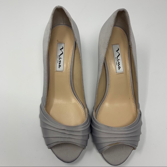 Nina Shoes - Nina Chezare Satin Peep Toe Pumps